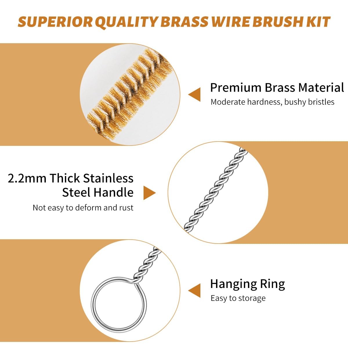 7-Pieces Brass Wire Bottle Brush Brass Pipe Cleaner, 12 Inch Long Wire Brushe…