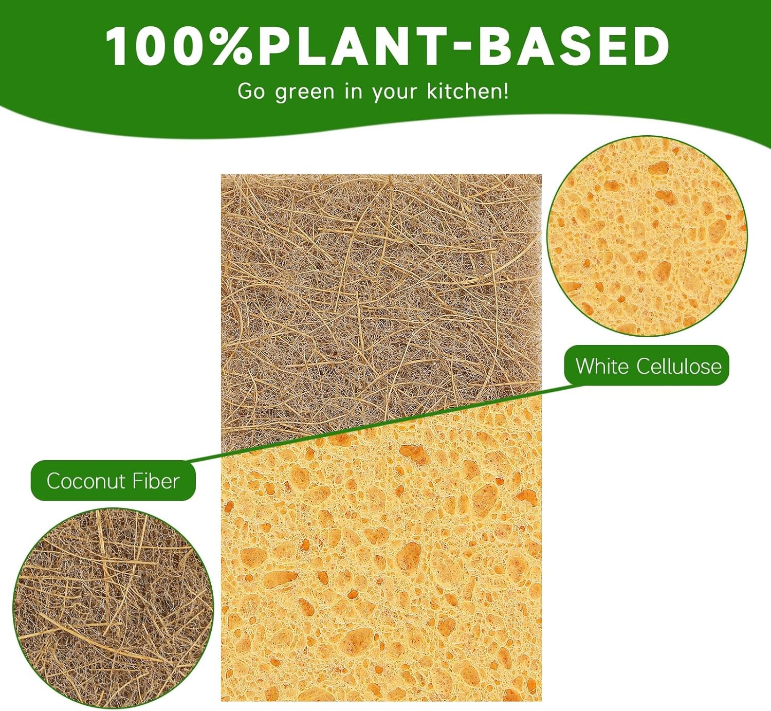10 Pack Biodegradable Natural Sponges Kitchen – Compostable Cellulose and