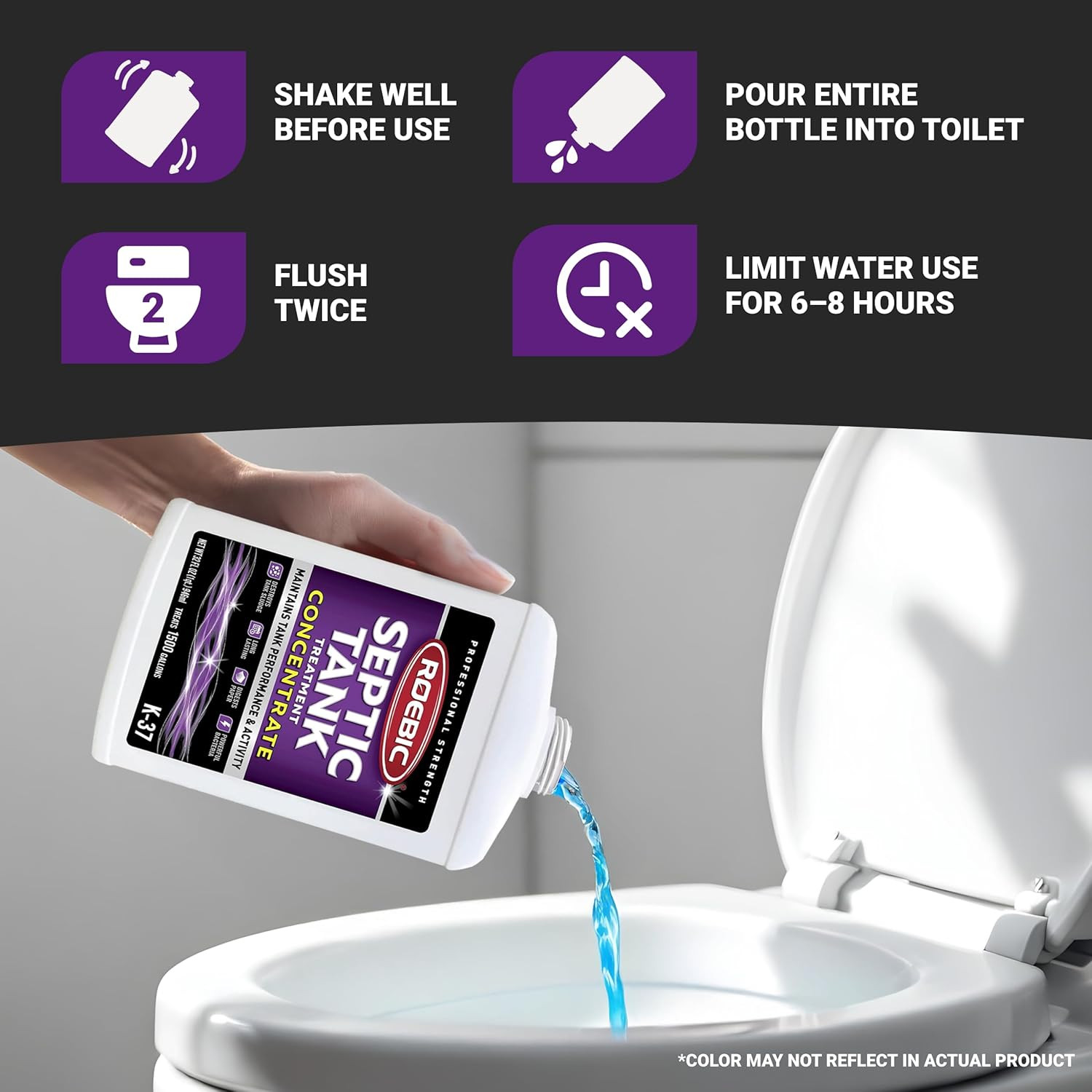 K-37-Q-C1500-4 Septic Tank Treatment: 32 Oz, 16 Oz Concentrate, Safe for All Plu