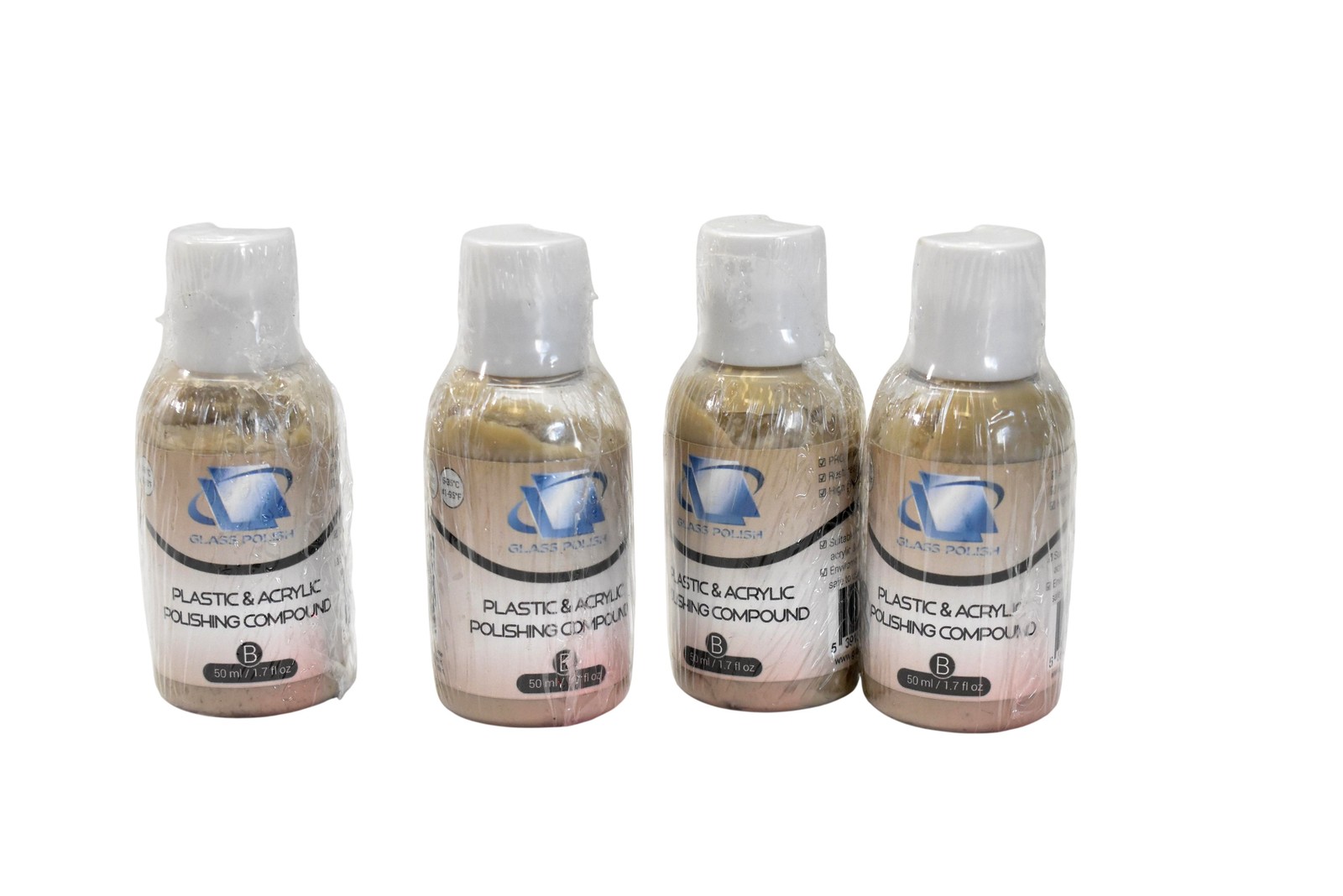 Glass Polish Plastic & Acrylic Polishing Compound Liquid 4 Pack 50ml Eco B ONLY
