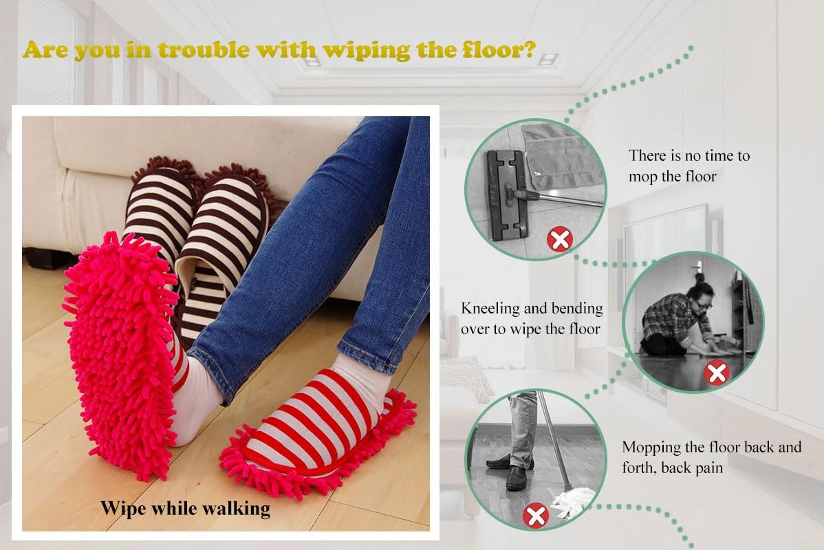 Unisex Microfiber Slippers Floor Cleaning Mop Men and Women House Dusting Tool
