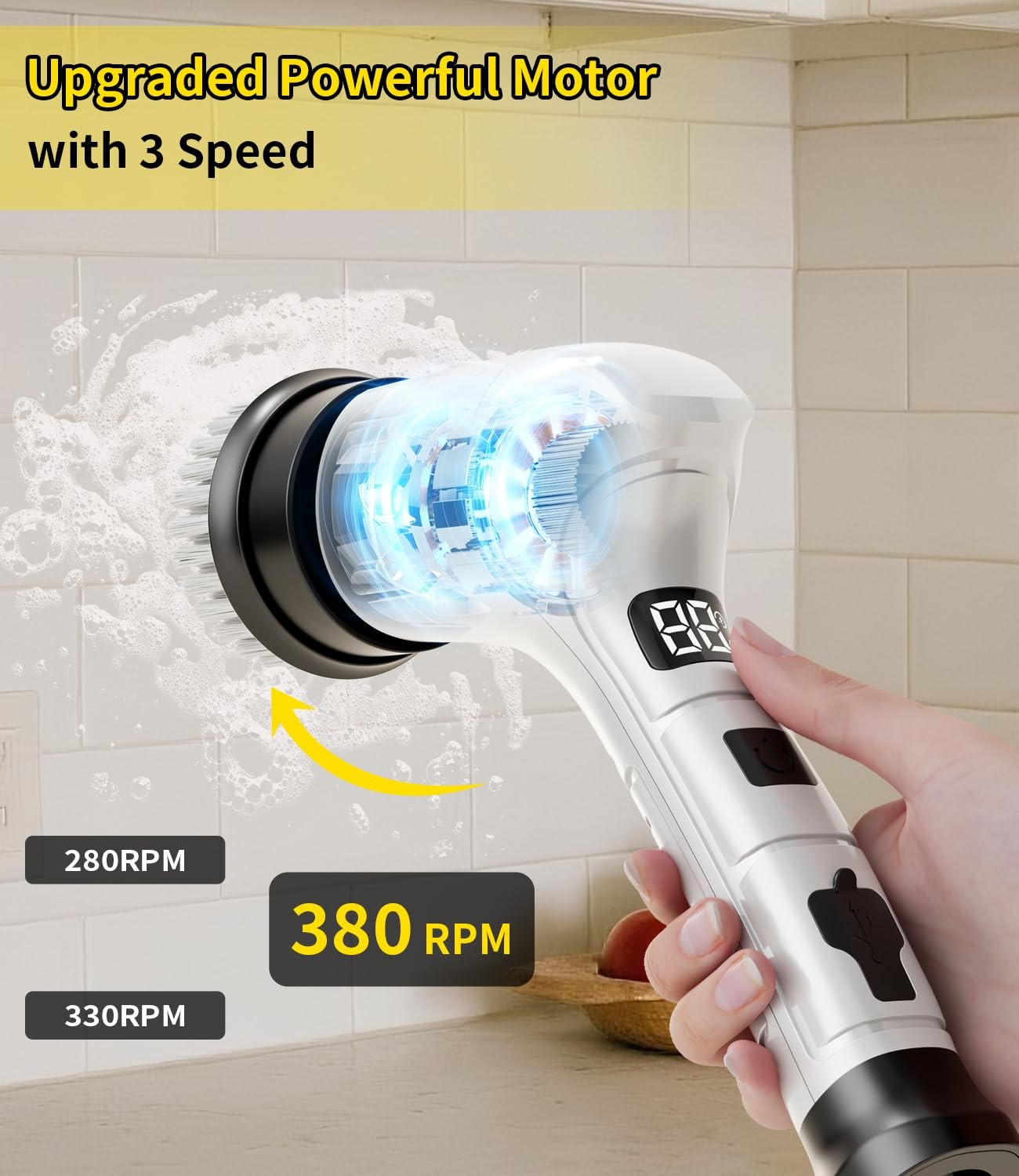 Spin Scrubber, Cordless Household Cleaning Brush with 6 Replaceable Heads, 3 …