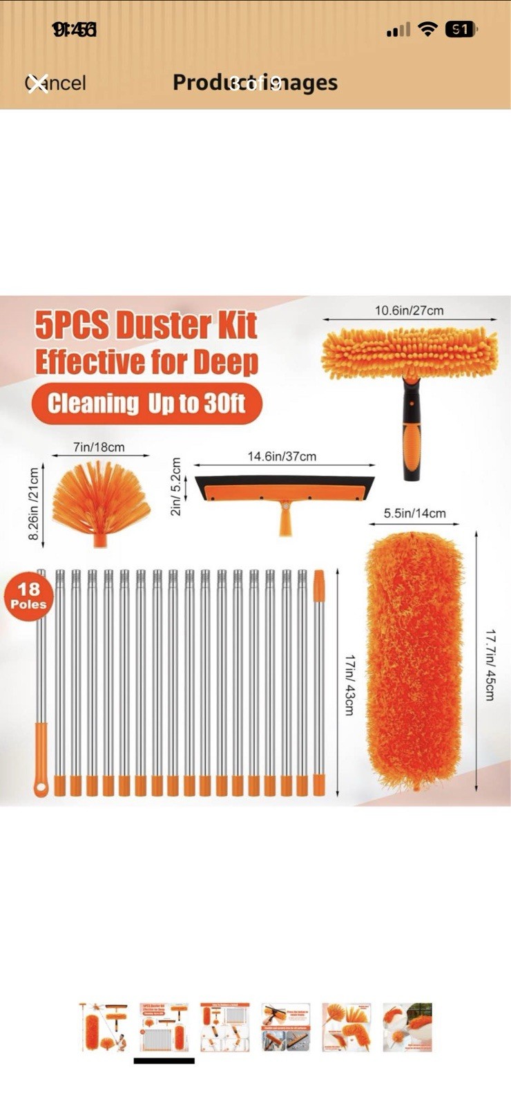 20+ Feet High Reach Duster Kit with 3-14 ft Extension Pole High Ceiling Dusting
