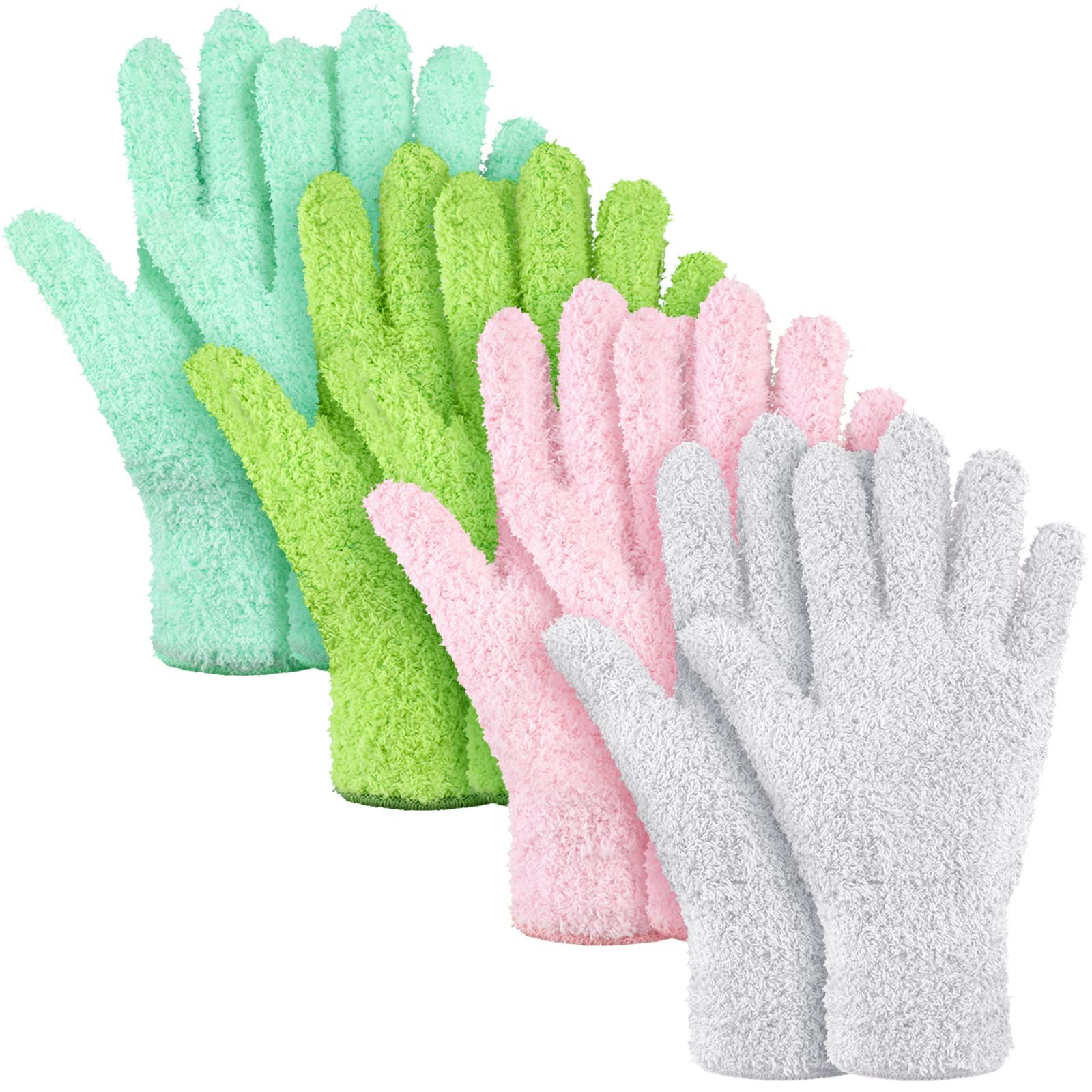 Bencailor 4 Pairs Microfiber Dusting Medium, Green, Water Blue, Pink, White