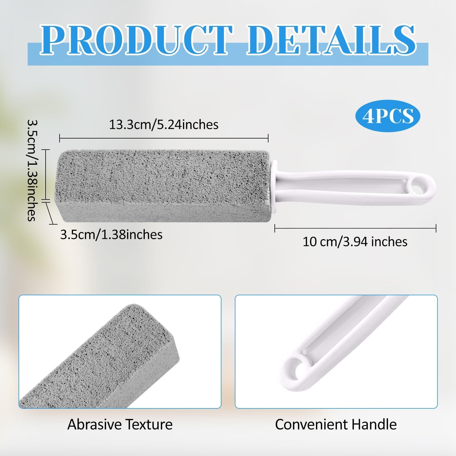 Toilet Pumice Stone with Handle for Limescale Cleaning 4 Pcs