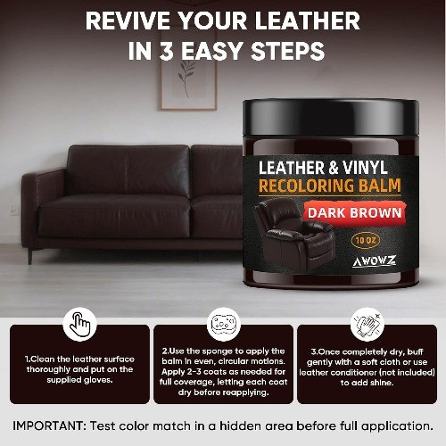 Leather Recoloring Balm, 10OZ Leather Repair Kit Size: 10 OZColor: Dark Brown