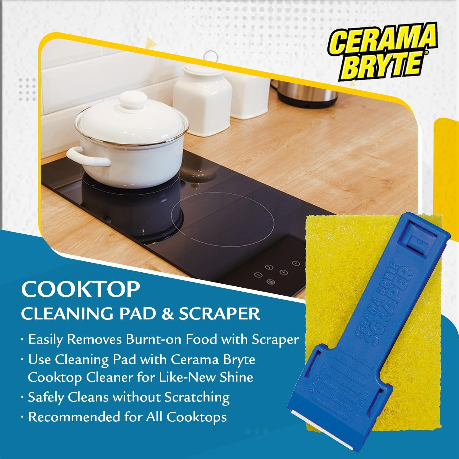 Cooktop Scraper & Pad Kit for Glass-Ceramic Surfaces