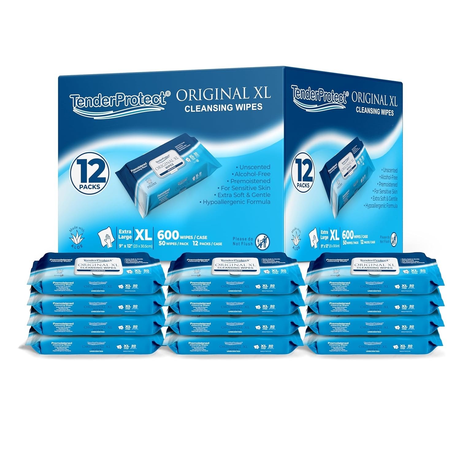 Gentle Adult Wipes 600 Ct, Incontinence, Sensitive Skin