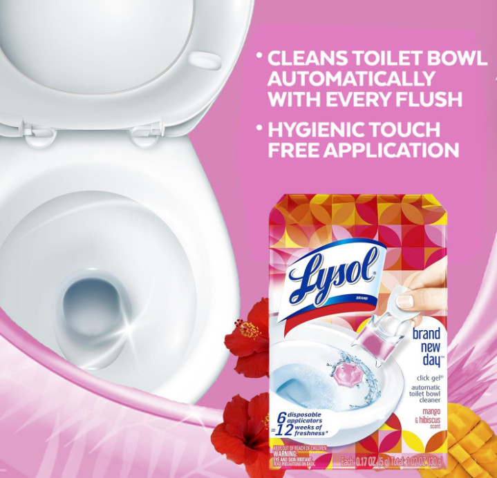 Lysol Click Gel Automatic Toilet Bowl Cleaner, Toilet Gel Stamp, Toilet Freshene