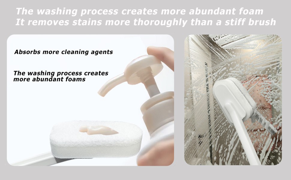 Extended Handle Sponge Scrubber with Integrated Scouring Pads: Ultimate Kitchen,