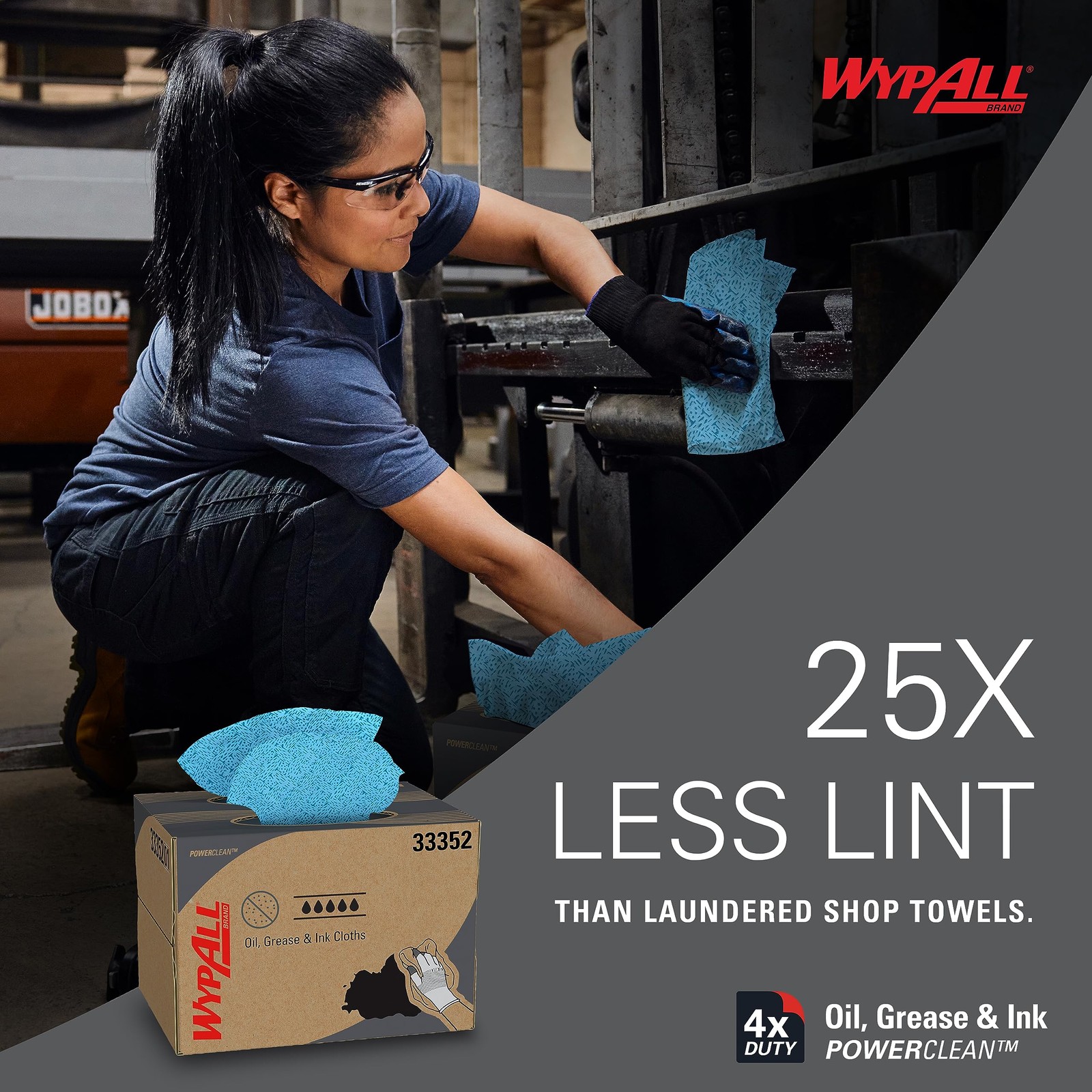 WypAll Oil, Grease & Ink Cloths (33560), Quarterfold, Lint-Free Wipes, Blue (8