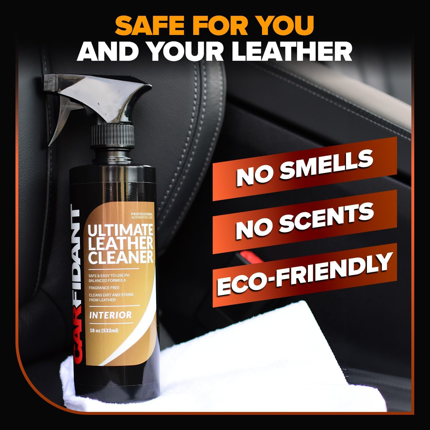 Leather Couch Cleaner – Ph Neutral, Non-Toxic & Non-Greasy – Gently Removes Stai