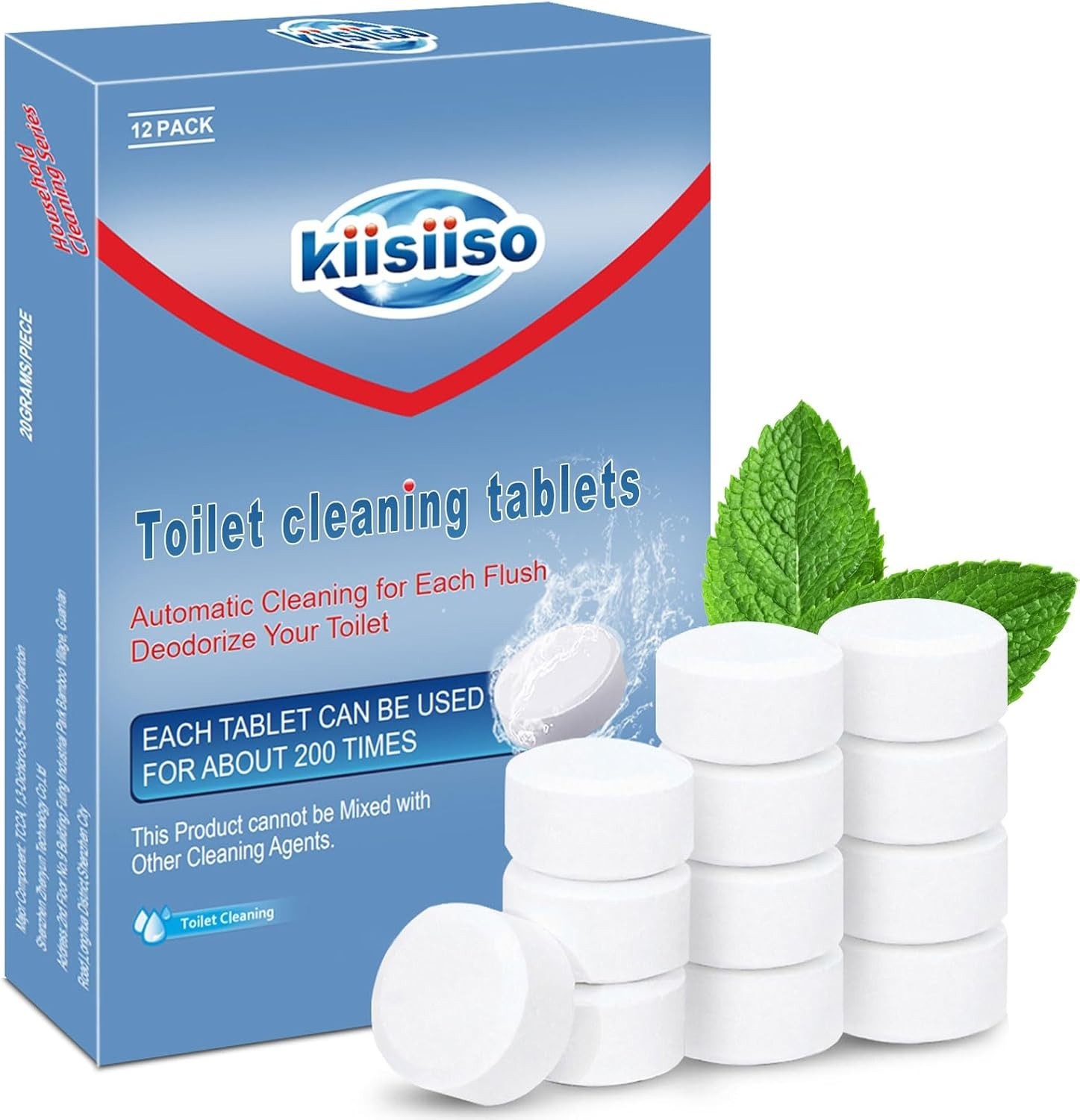 Toilet Bowl Cleaner Tablets, 12 Pack, Lime and Rust Removers, Automatic Tank Cle