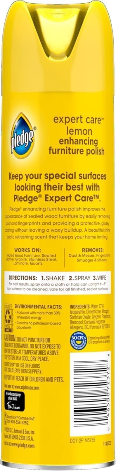 Expert Care Pledge Lemon Polish Spray – Protect and Shine All Surfaces, 9.7oz