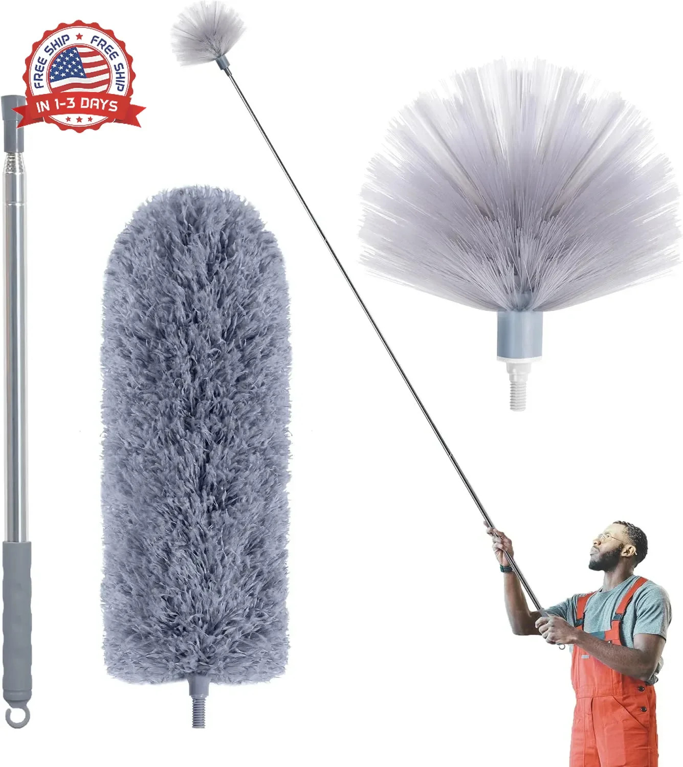 IVYROLL Cobweb Duster with Extension Pole, Spider Web Brush & Ceiling Cleaning K
