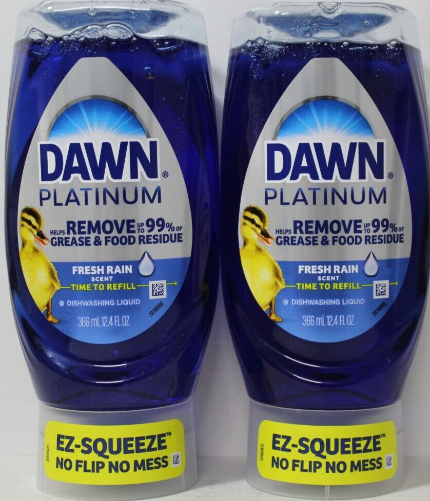 2 PK Dawn Ultra 12.4 Oz Platinum 4X Grease Clean Power EZ Squeeze Dish Liquid