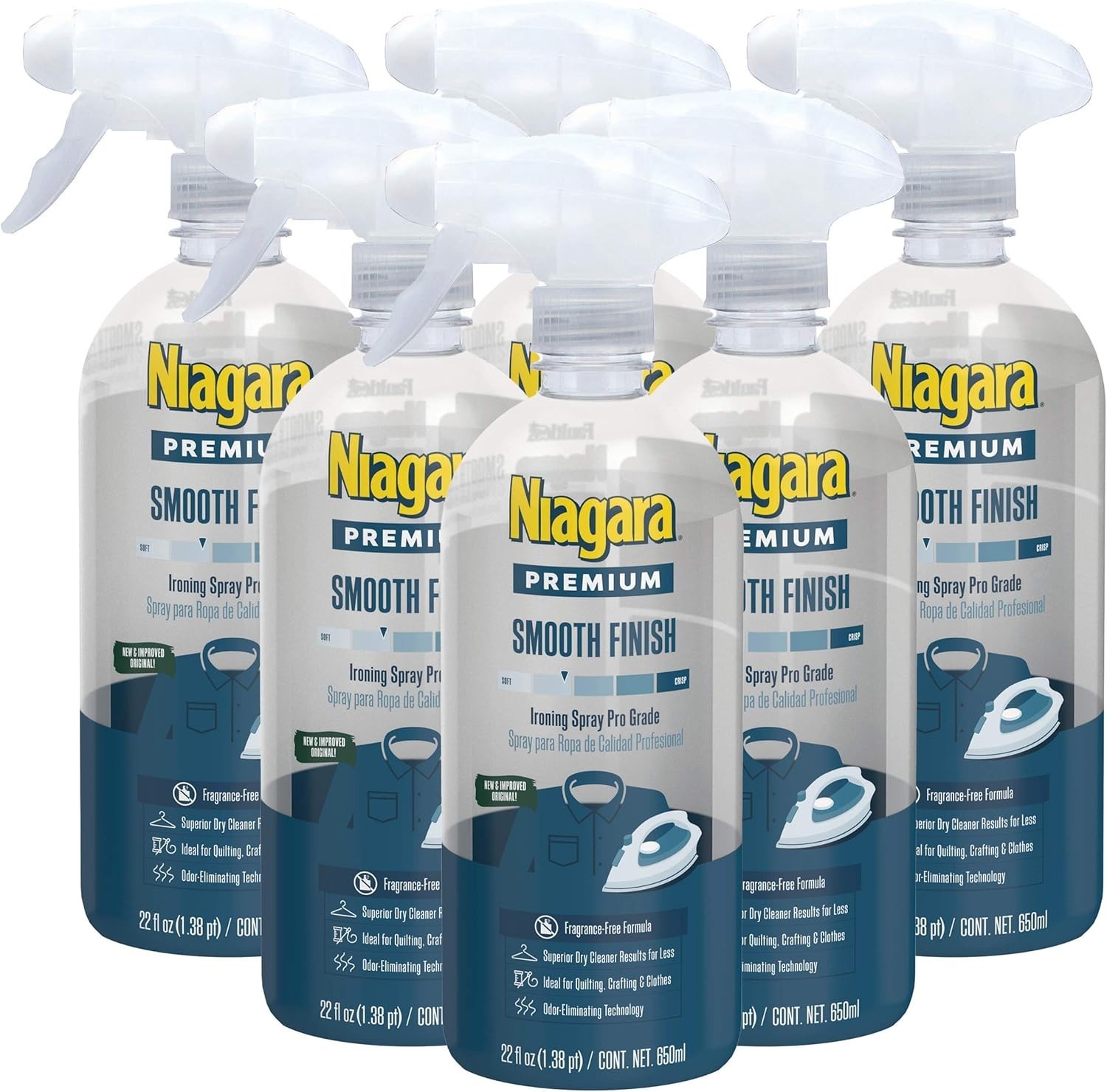 Spray Starch 22 Oz Liquid Starch Trigger Pump Non-Aerosol 6 Pack