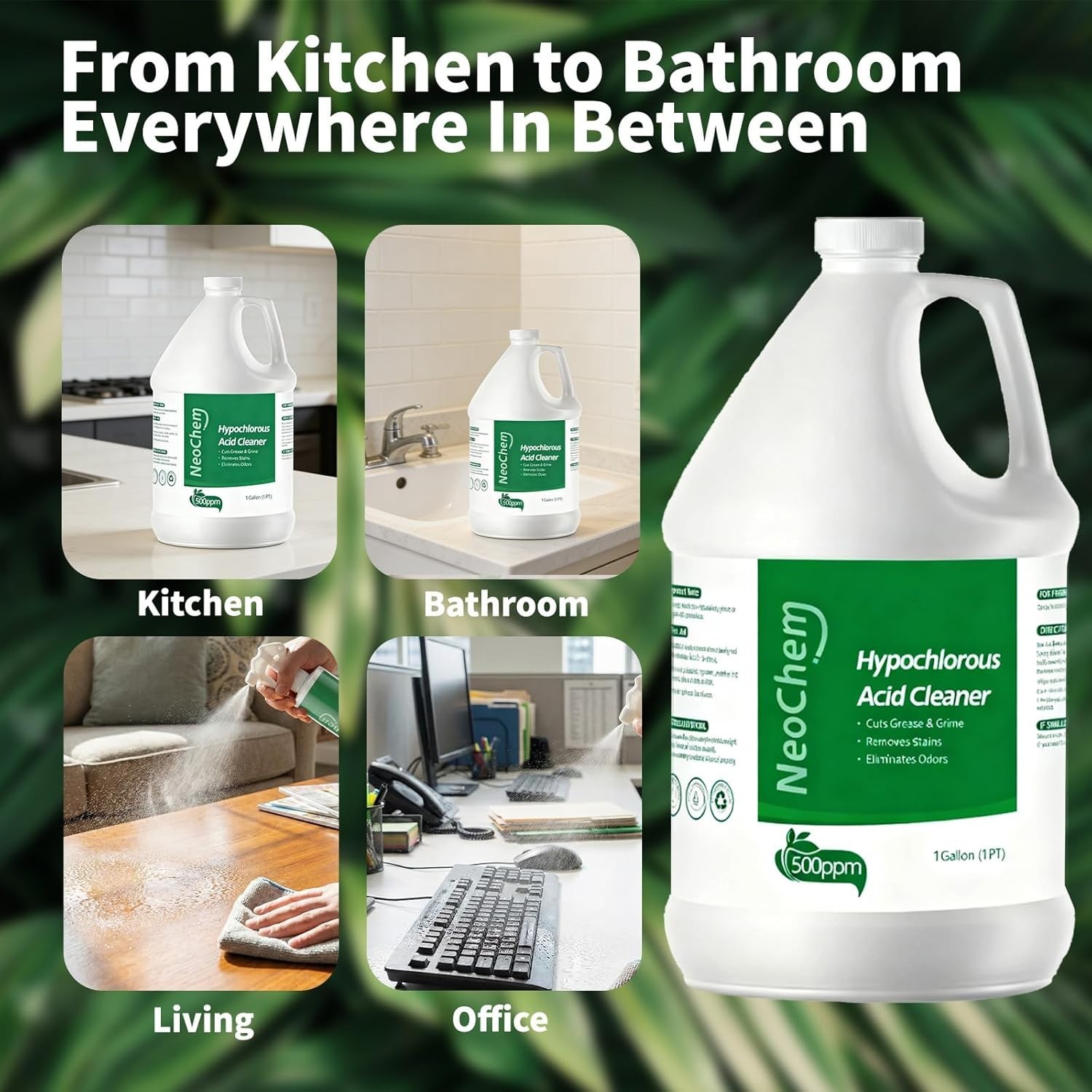 Hypochlorous Acid 500ppm Cleaner 2 Gal No Rinse Stain Odor Eliminator
