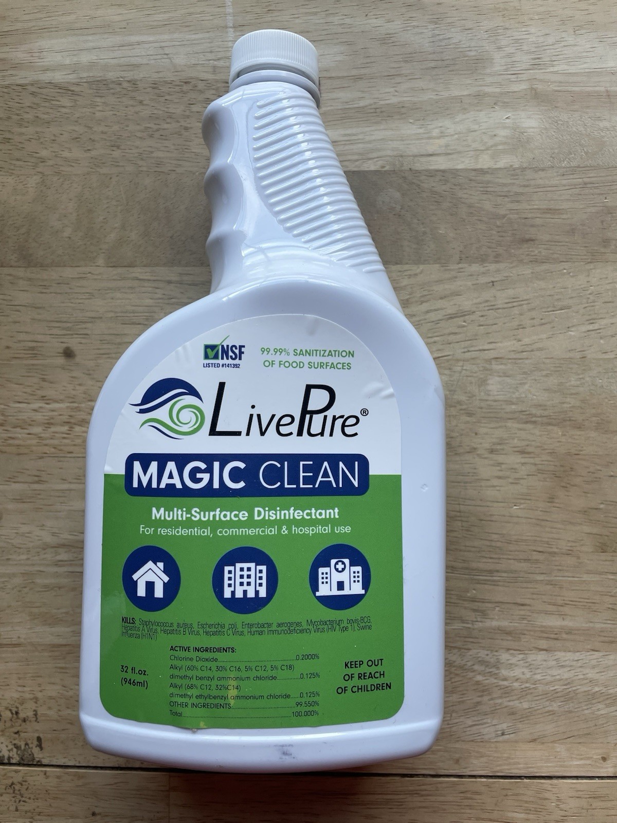 LivePure Magic Clean Multi Surface Cleaner Odor Eliminator 32 Oz “NO Sprayer”