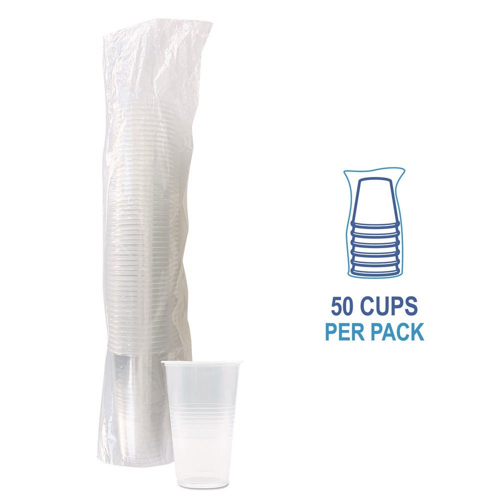 Boardwalk TRANSCUP20PK 20 oz. Translucent Plastic Cold Cups – Clear (50/PK) New