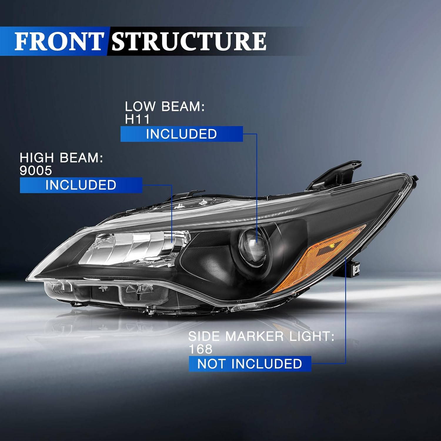 Headlight Assembly Compatible with 2015-2017 2015 2016 2017 Toyota Camry Driver
