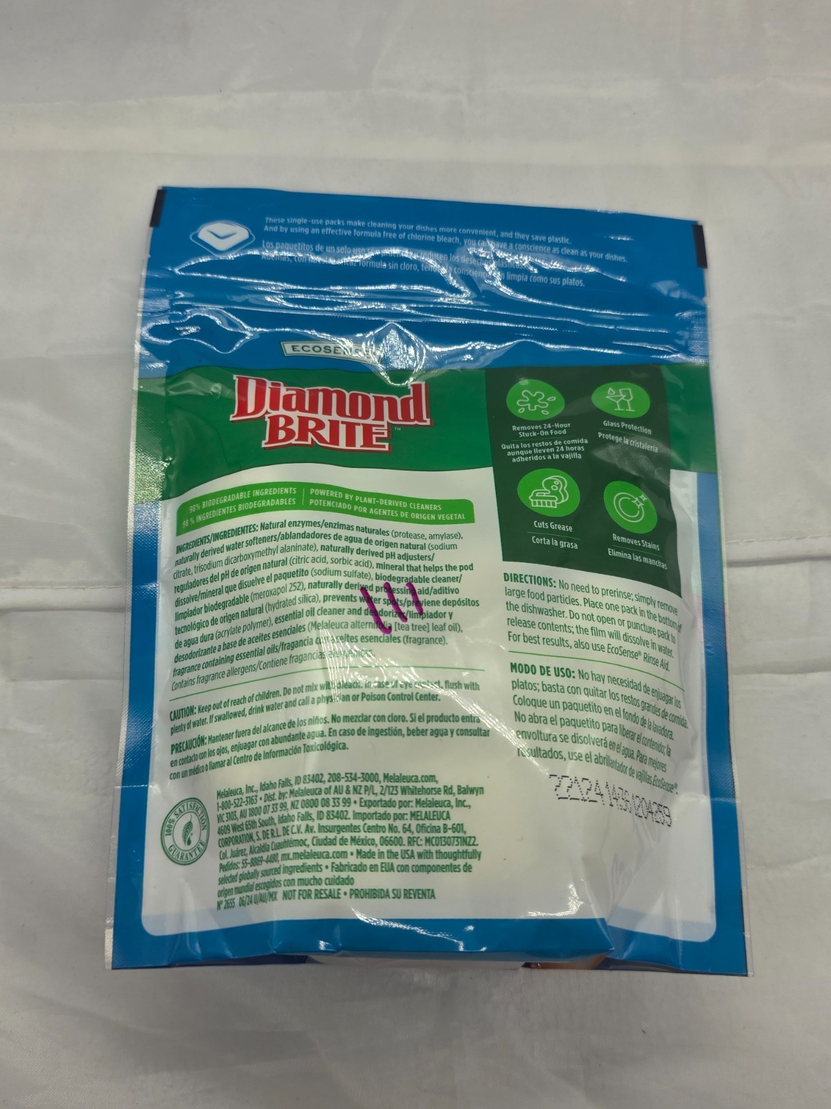 4 Melaleuca Ecosense Diamond Brite Automatic Dishwasher Detergent Total 110 pod