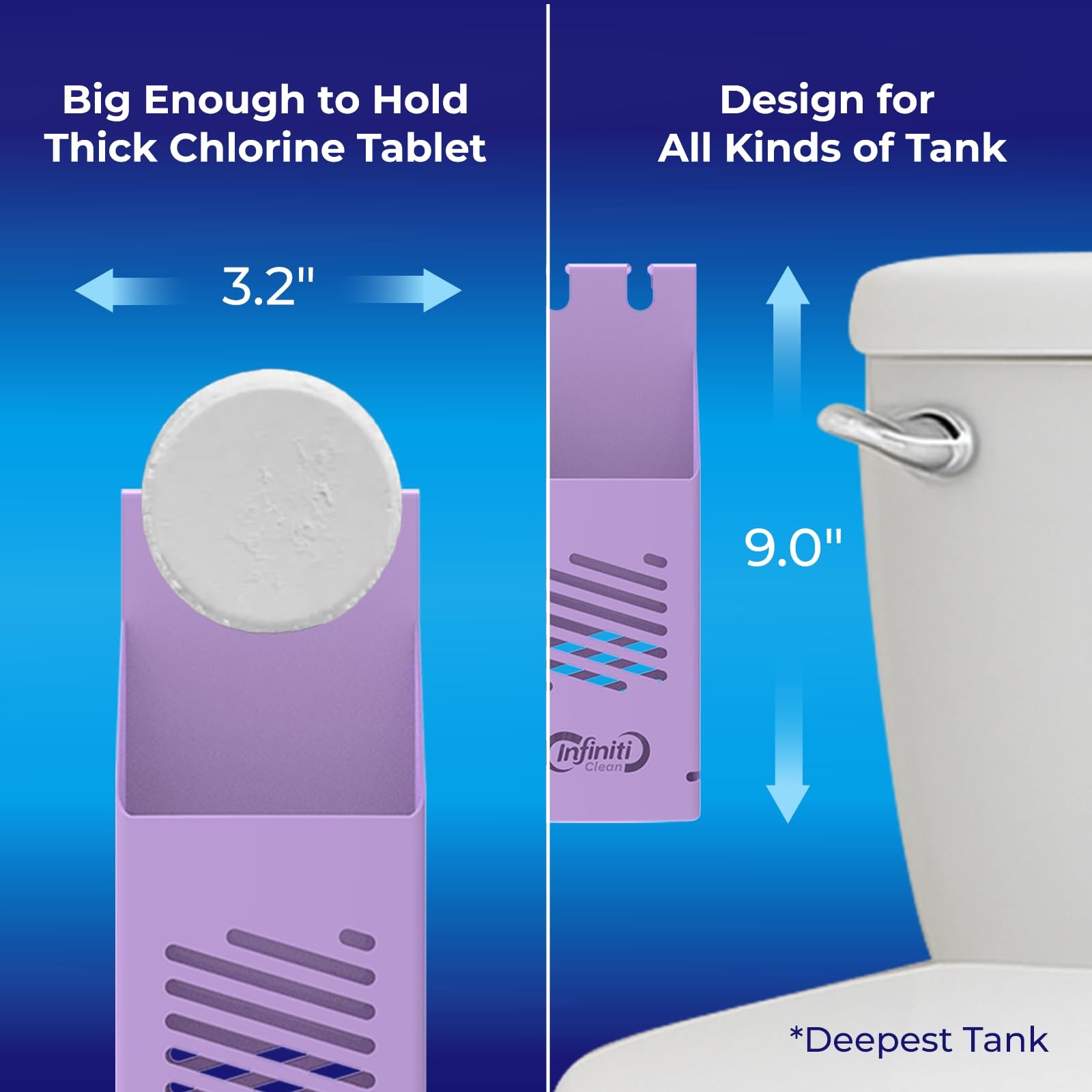 Infiniti Clean Toilet Tank Tablet Holder with 2 Blue Toilet Bowl Tablets, 8.97