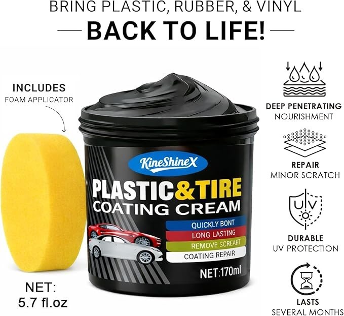 Black Trim Restorer, Plastic Restorer for Cars Restore Faded Bumpers, Plasti…