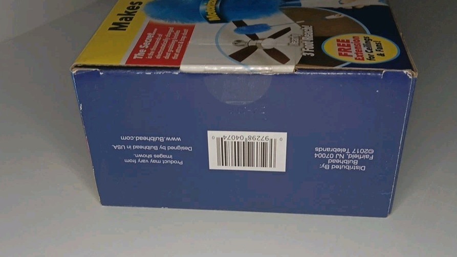New Hurricane Spin Duster Motorized Dust Wand w/3ft Extension For Ceiling Fans