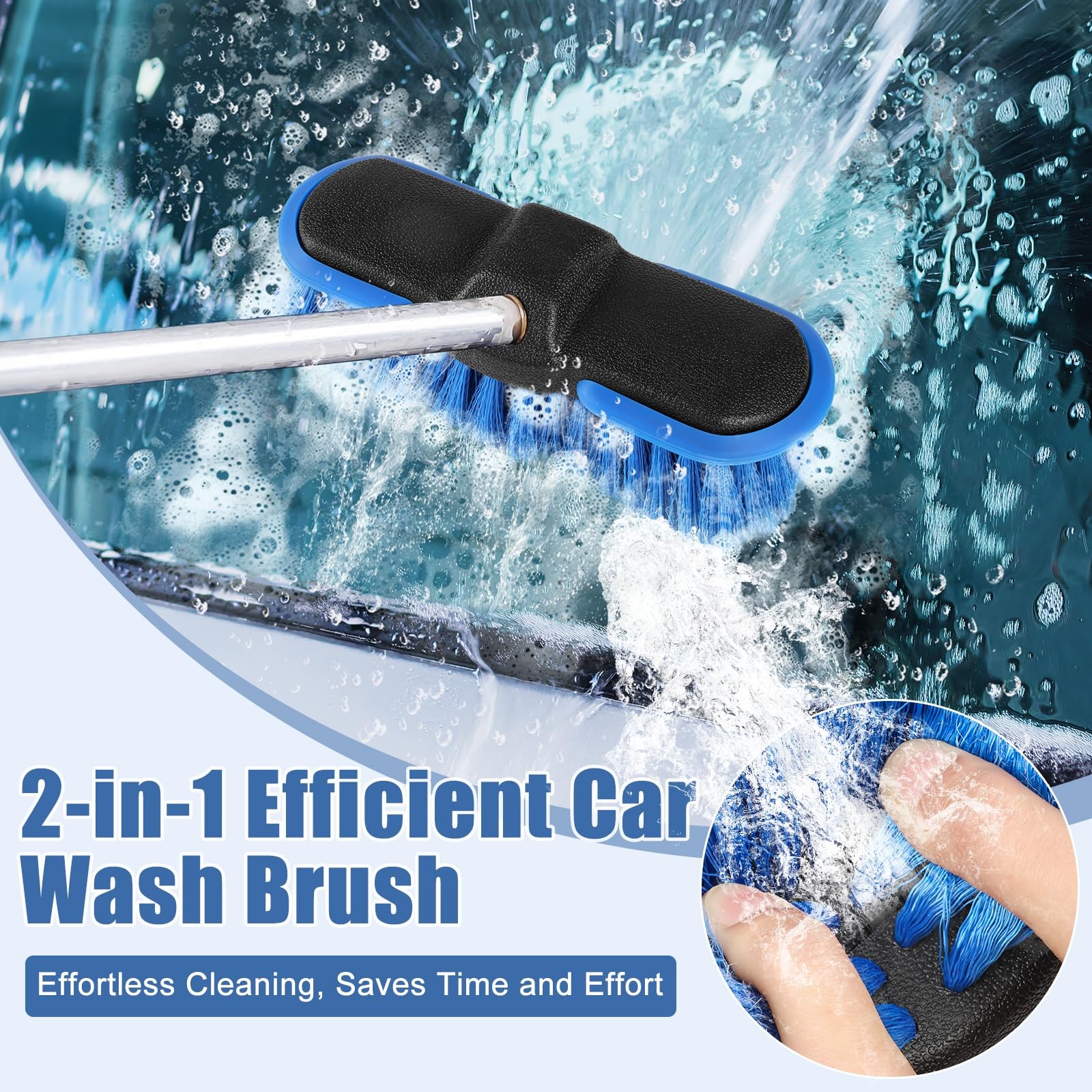 Car Wash Brush Head with Soft Bristle 8”, Car Cleaning Brush with Protective…