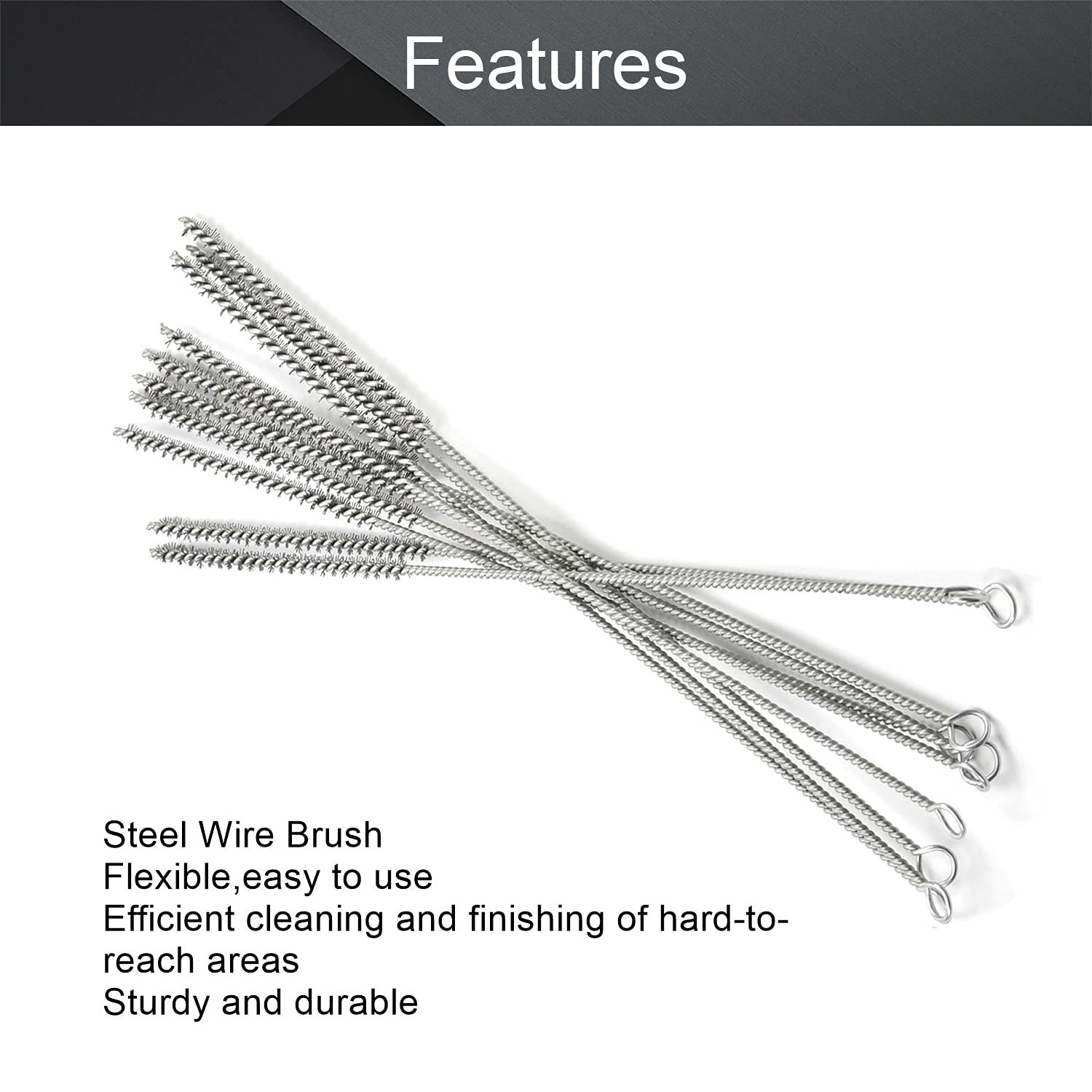 Utoolmart Steel Wire Tube Brush 12″ x 1/4″ Spiral Long Handle Cleaning Brush …