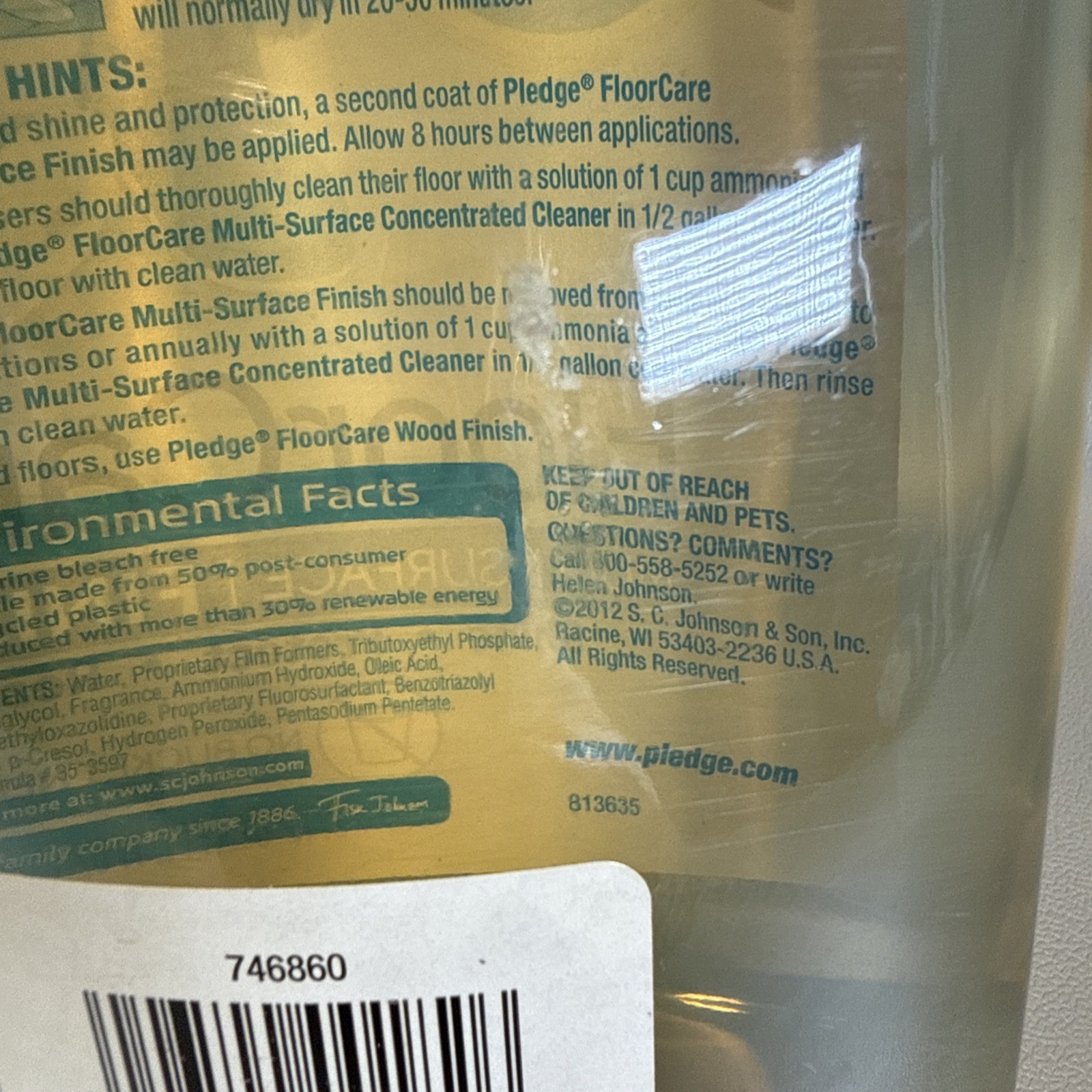 PLEDGE Floor Care Multi Surface Finish Shine Protect Restore Open 90% of 27Oz