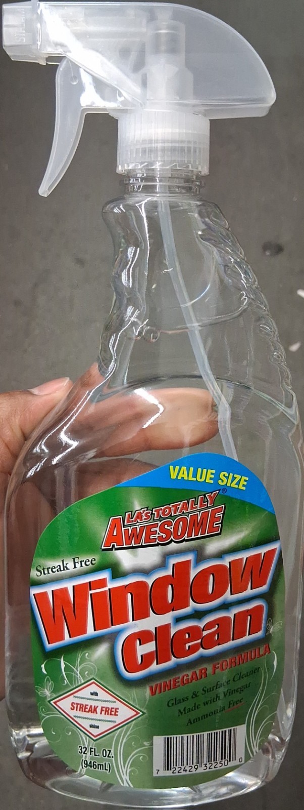 LA’s Totally Awesome Window Clean Spray Vinegar Scent Streak-Free 32 fl oz