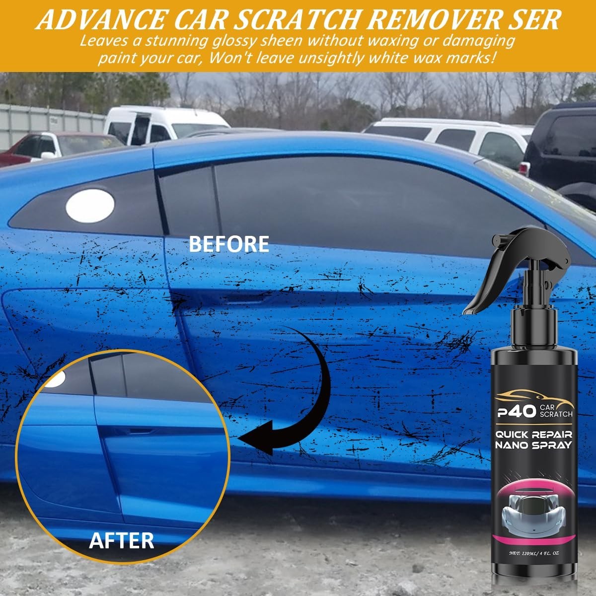 2Pcs Car Scratch Quick Repair Nano Spray – Instant Invisible Scratch Remover, Q