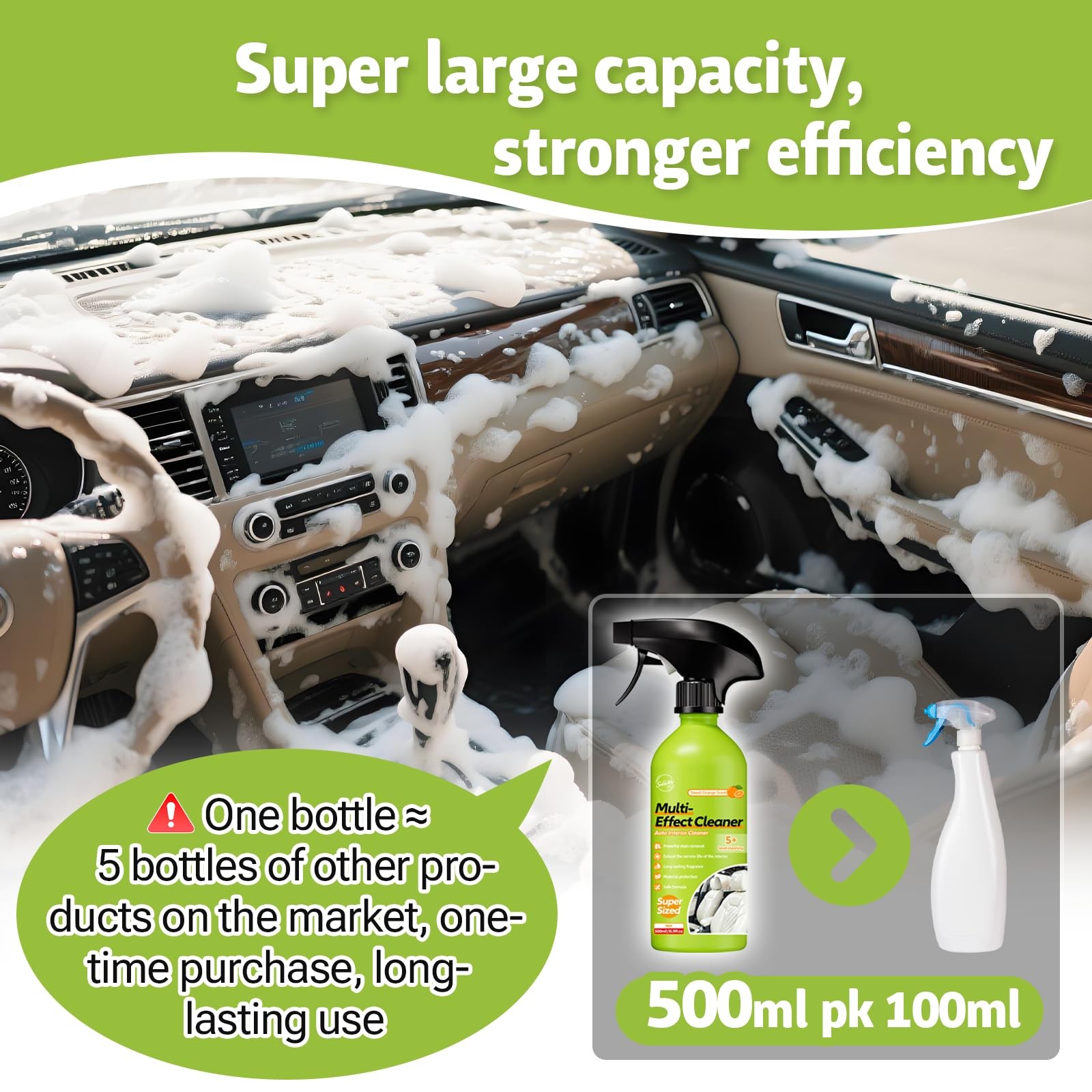 16.9 OZ 500ml Car Interior Polish Ceiling Foam Headliner Roof Fabric Cleaner
