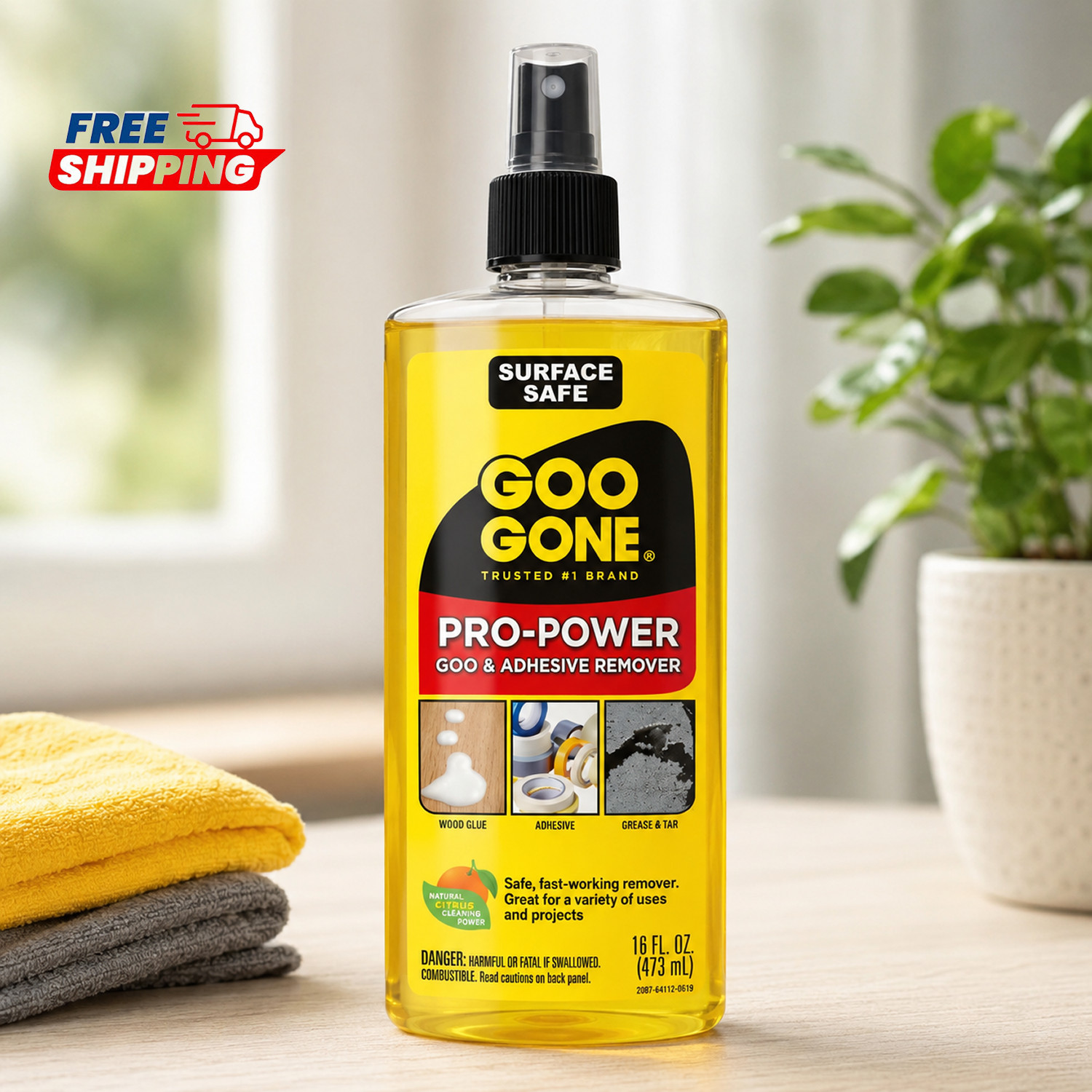 Goo Gone Pro-Power Adhesive Remover Spray w/ Scraper 16 oz Glue Tar Sticker