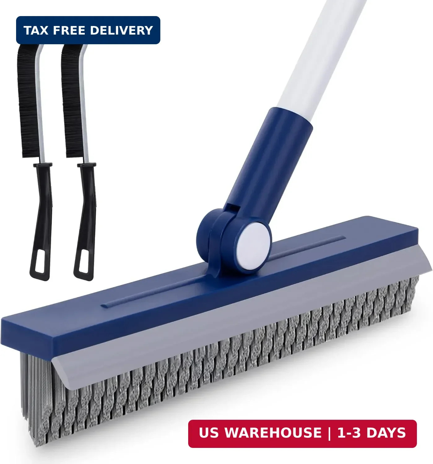Long Handle Floor Cleaning Brush, 2-in-1 Hard Bristle Grout Scrubber