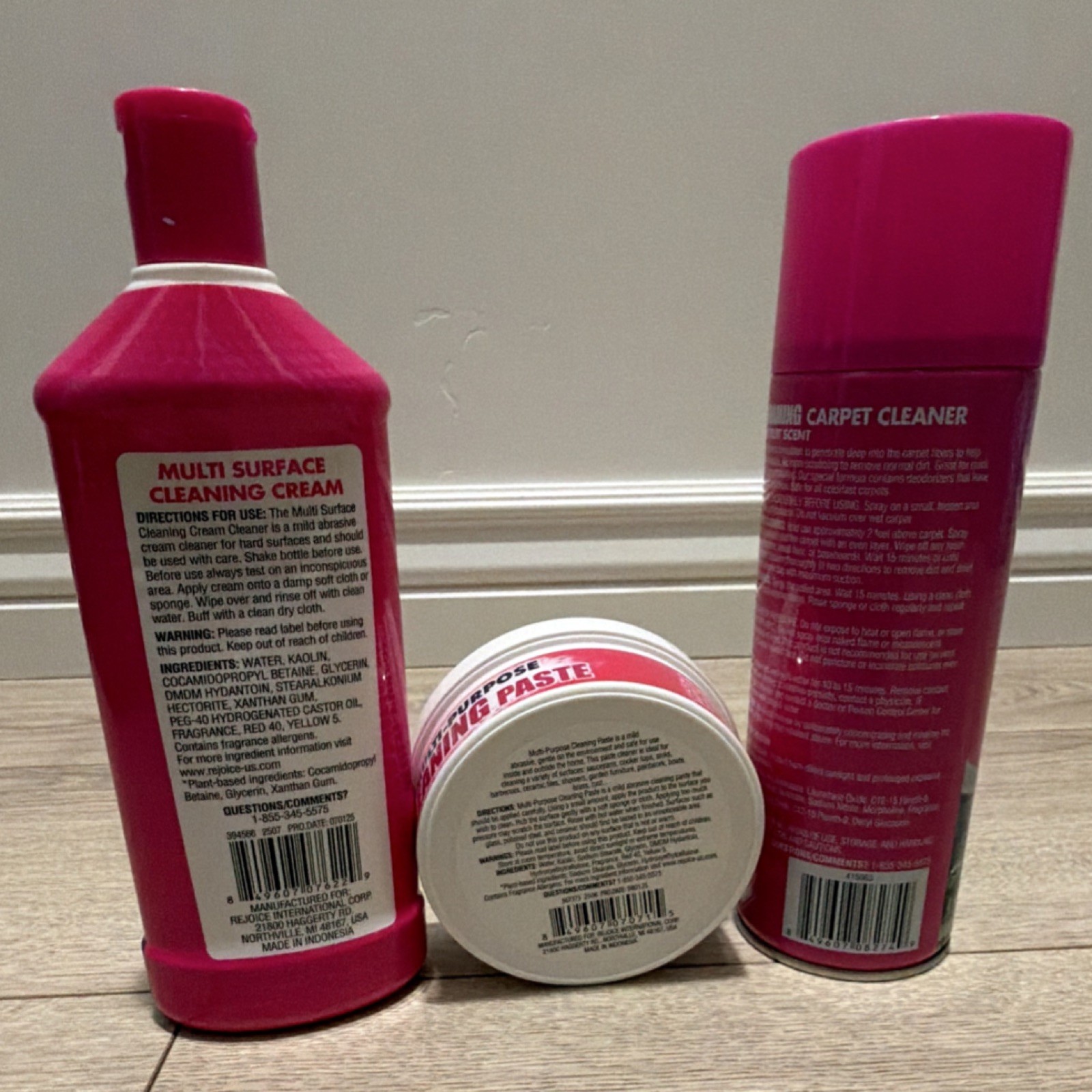 Homebright Multi-Surface Cleaning Cream, Carpet Cleaner, Pink Grapefruit, 3 Pack