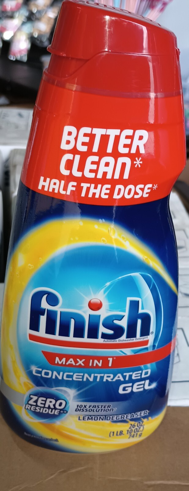 Finish Max in 1 Concentrated Gel Dishwasher Detergent 26 oz Lemon Case Pack of 6