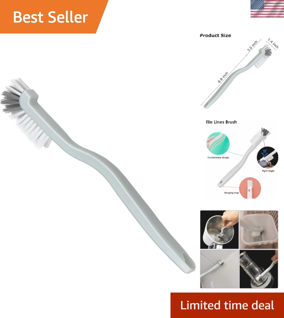 Right Angle Scrub Brush for Efficient Corner Cleaning – Comfortable Grip