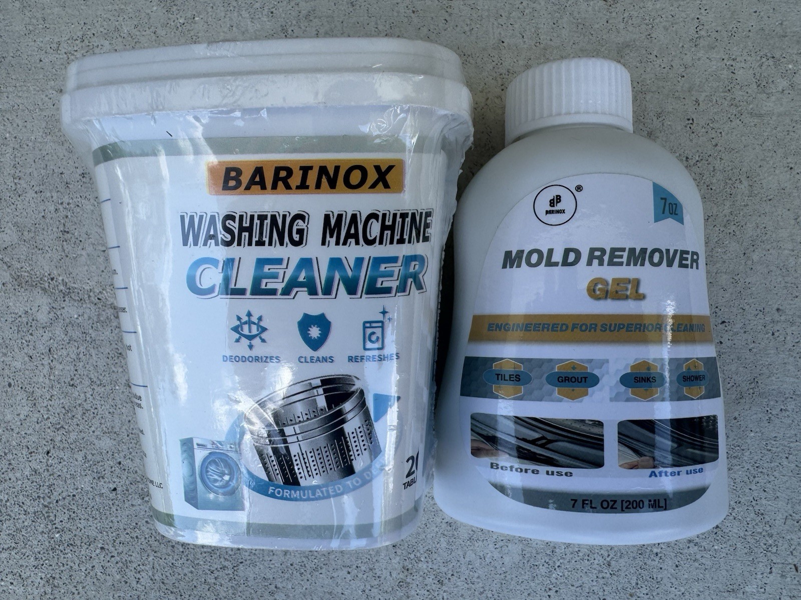Barinox Mold Stain Remover 7oz & Washing Machine Cleaner Tablets 20 Pack