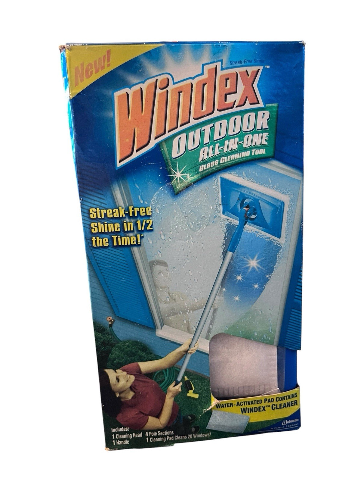 Windex Outdoor All In One Glass & Window Cleaner Tool Starter Kit Box W/1 Pad