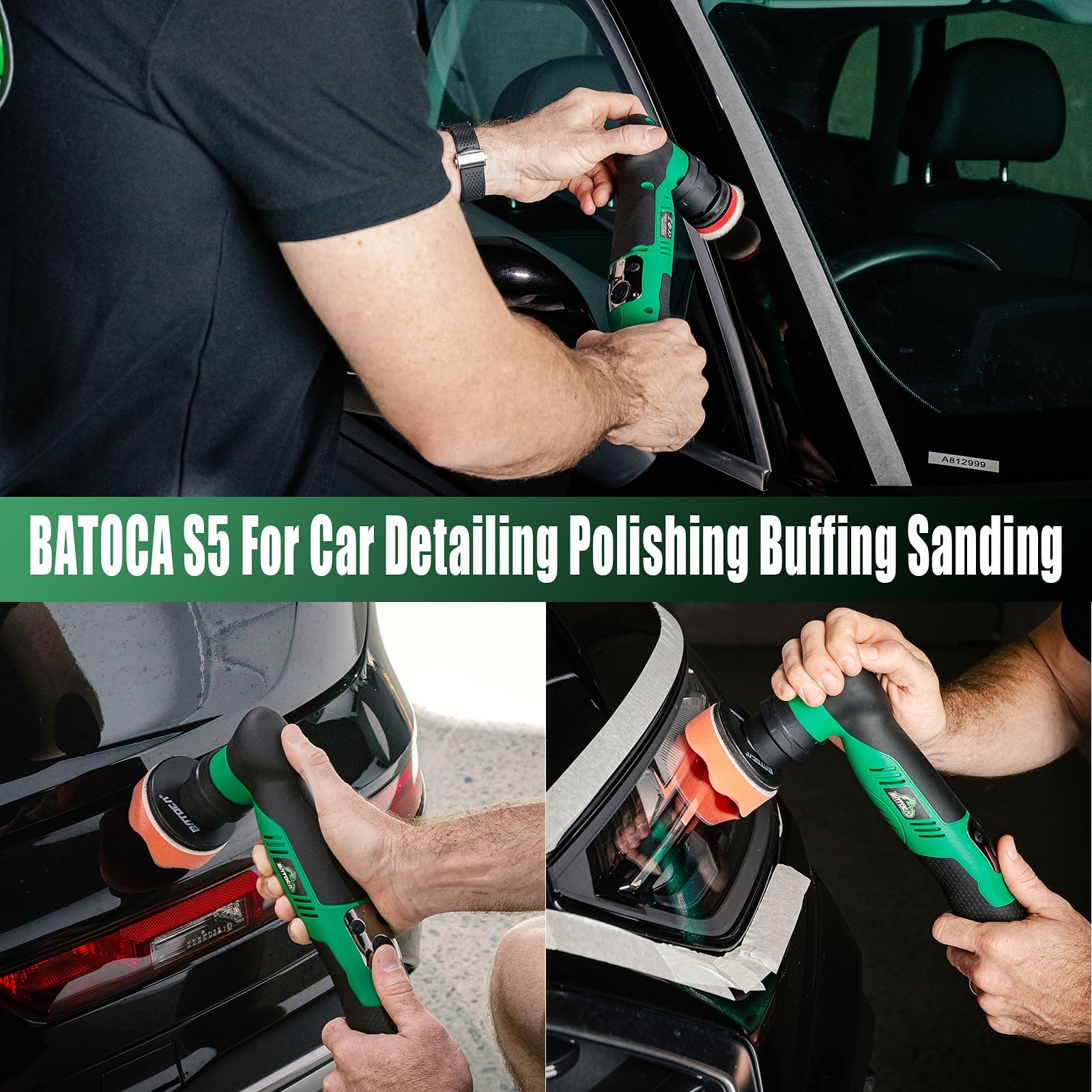 Cordless Car Buffer Polisher Kit Dual Action Rotary 1 Inch 3 Inch 2x 2.0Ah 6
