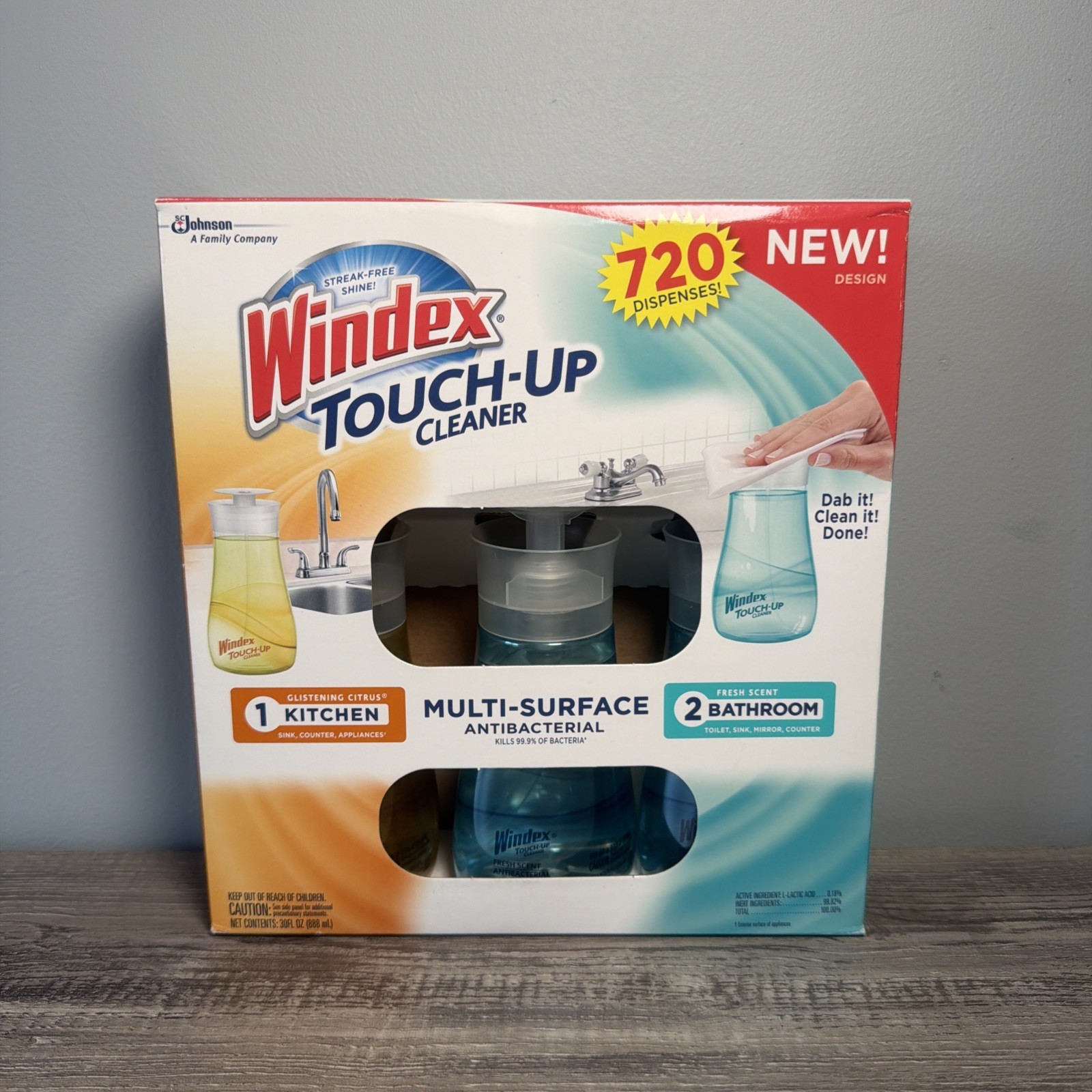 Discontinued Windex Touch-Up Cleaner 3-Pack New Sealed 2 Bathroom & 1 Kitchen