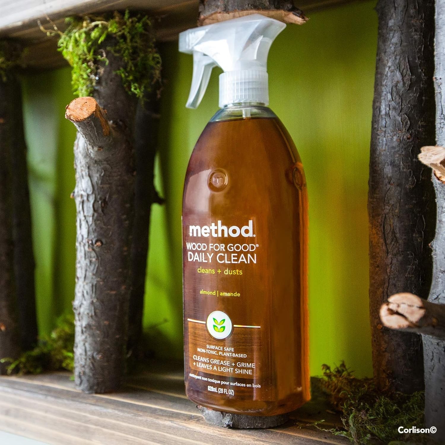Eco-Friendly Daily Wood Cleaner – Plant-Based Almond Spray, 28 fl oz (Pack of 2)