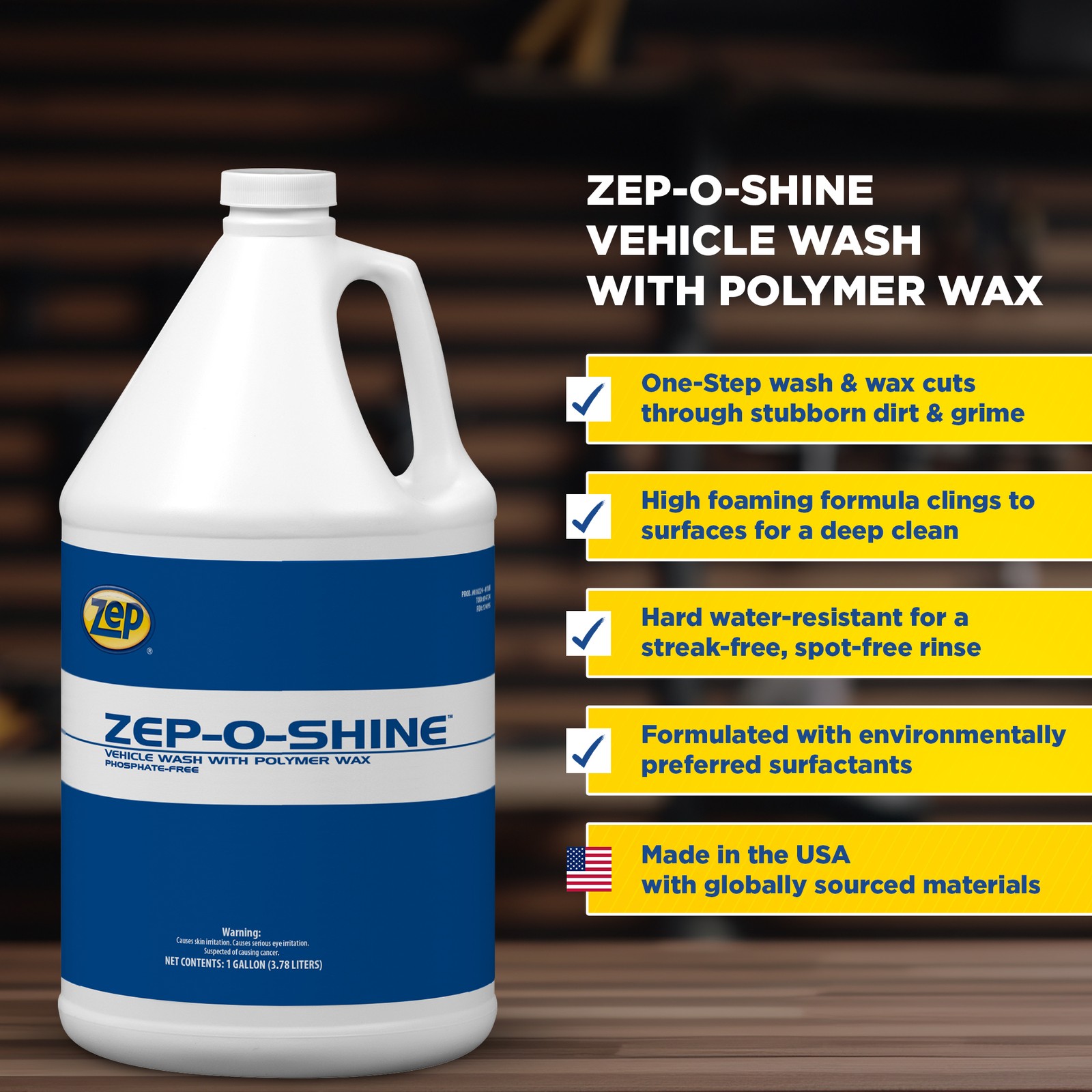 Zep-O-Shine Car Wash Concentrate – 1 Gallon (Case of 4) 38224
