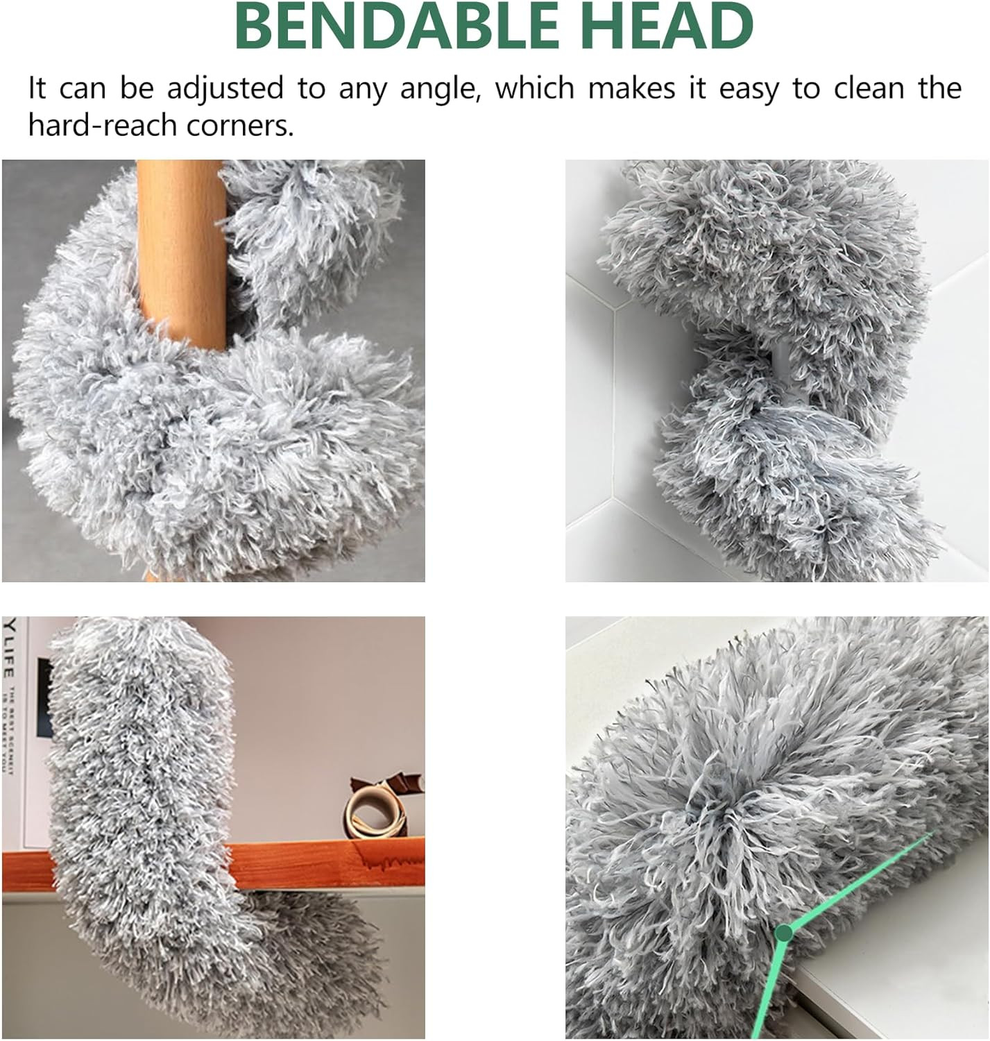 Extra-Long Dusters with Extension Pole 100-Inch for Cleaning, Bendable Microfibe