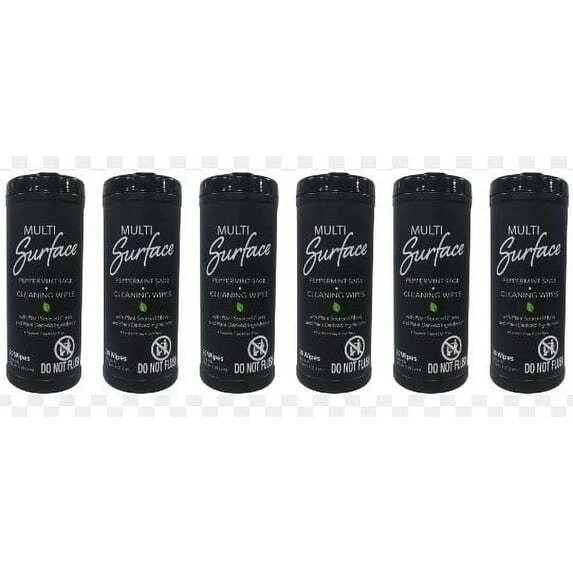 6 PK Plant Based Multi Surface Cleaning Wipes Peppermint Sage 180ct Paraben Free