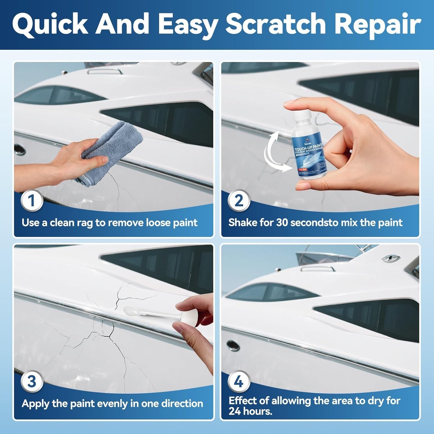 Marine Grade White Touch Up Paint – Waterproof & Low Odor Repair Solution 30ML