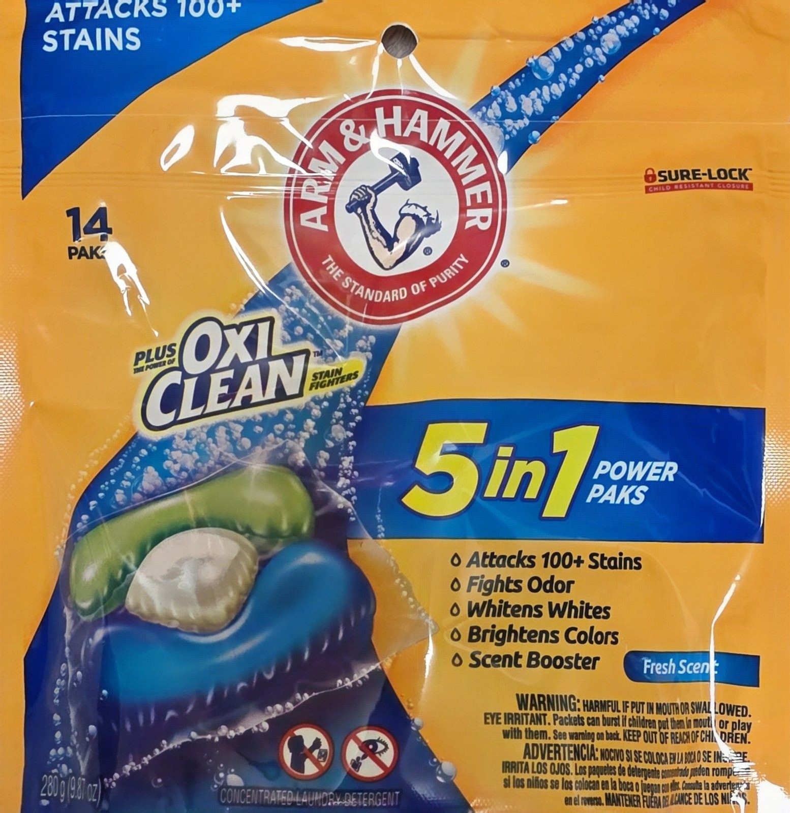 Arm & Hammer Plus Oxi Clean 5-In-1 Power Paks Laundry Detergent (14-Ct) FREE S&H
